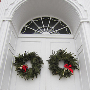 Wreaths on doorway